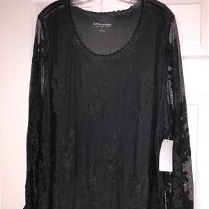Soft Surroundings Lace Dark Charcoal Tunic